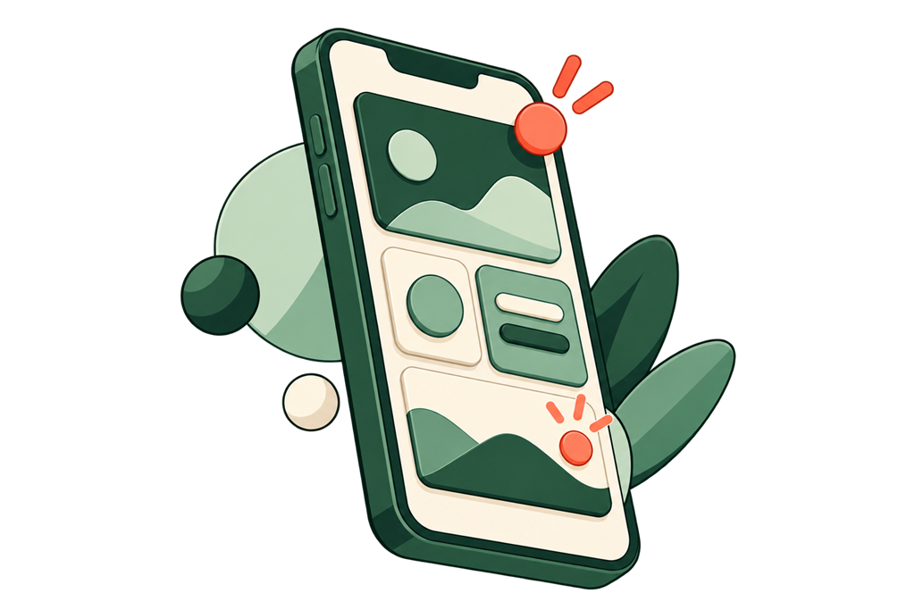 Isometrische illustratie van een mobiele telefoon met een moderne app-interface